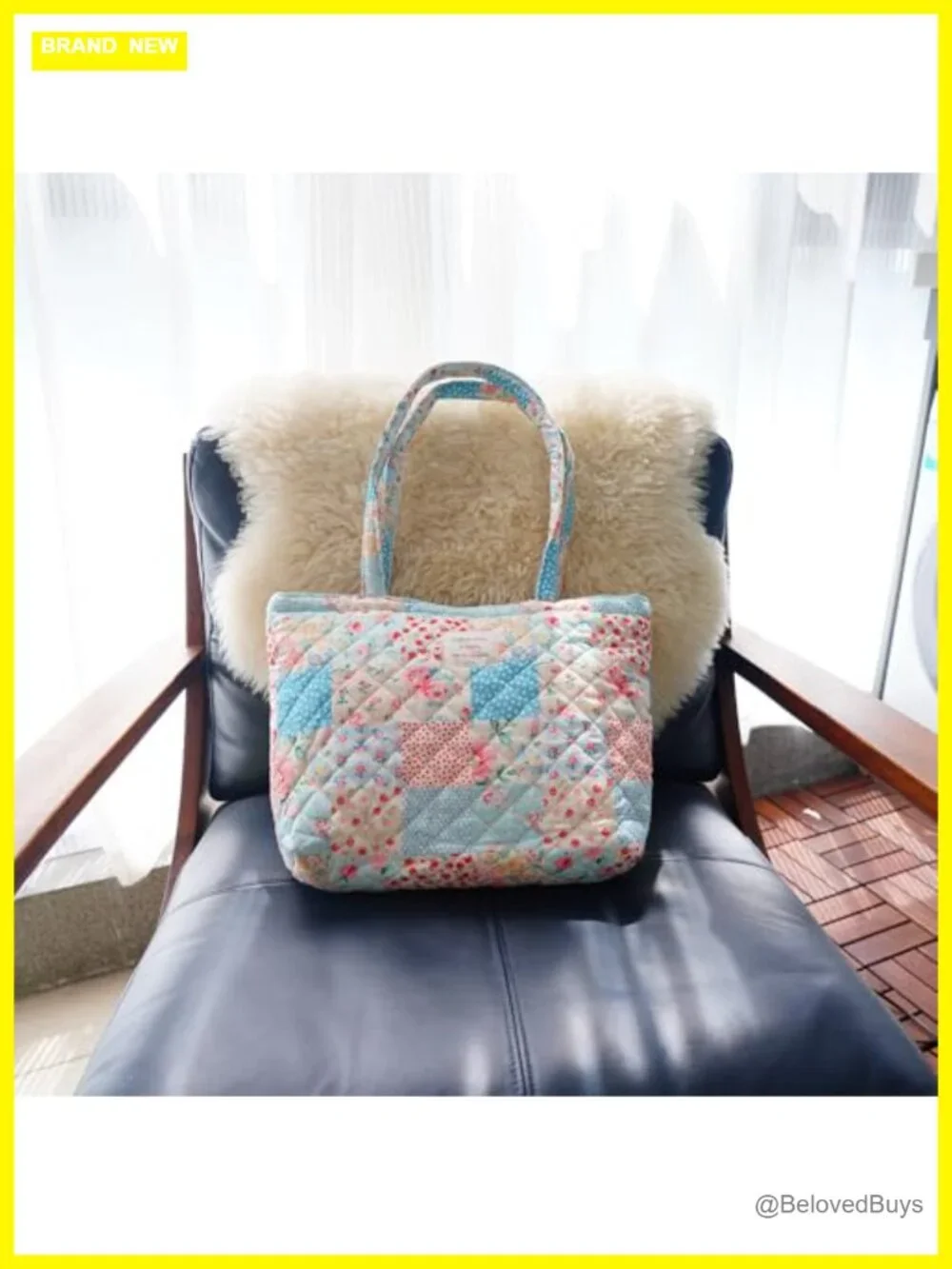 Floral Quilted Cotton Shoulder Bag Medium Tote for Women Daily Use
